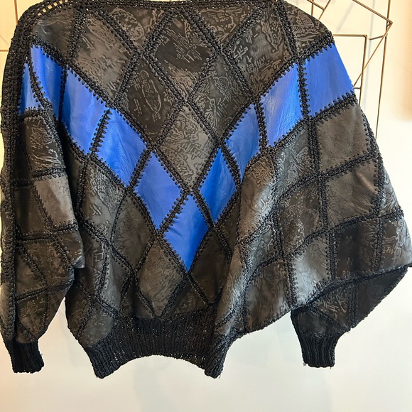 1980s Vintage Leather & Crochet Top/Skirt - Picture 2 of 8
